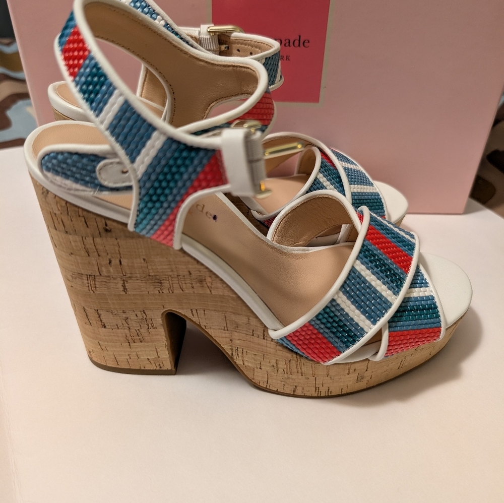 Kate Spade New York Grace Striped Platform Sandal Women's Size 6.5 - Picture 3 of 9